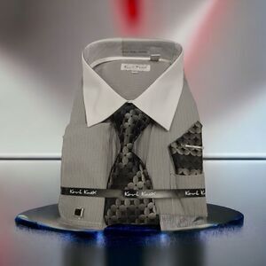 MEN'S KARL KNOX  BLACK- WHITE VERTICAL STRIPE COMBO SET. SX4482.